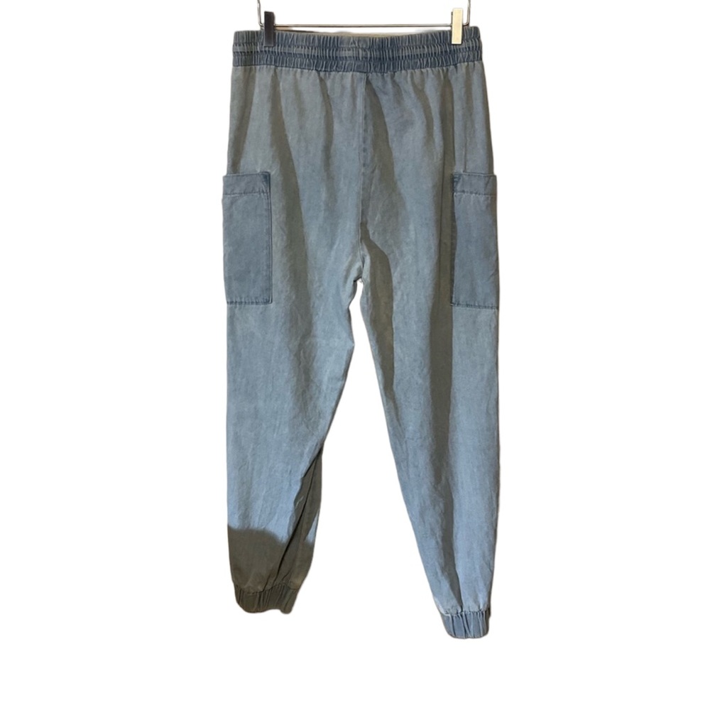 INDIGO REIN sz Large Juniors Cargo Joggers Stretch Waist High Rise Pockets Blue